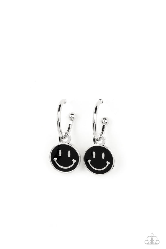 Paparazzi Earring - Subtle Smile - Black