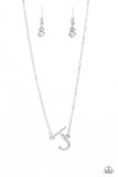 Paparazzi Necklace - INITIALLY Yours - J - White