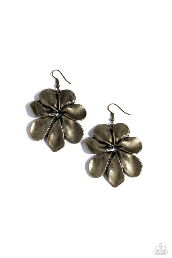 Paparazzi Earring - Hinging Hallmark - Brass