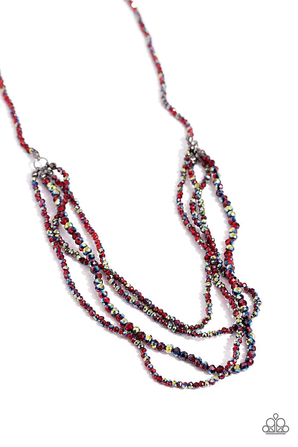 Paparazzi Necklace - Candescent Cascade - Red