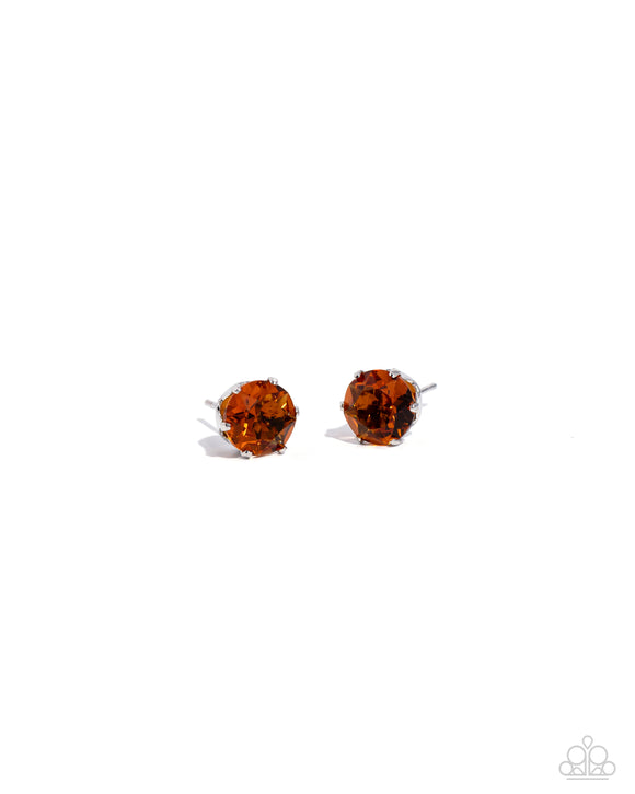 Paparazzi Earring PREORDER - Breathtaking Birthstone - Orange