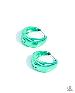 Paparazzi Earring -  Colorful Curiosity - Green Hoops