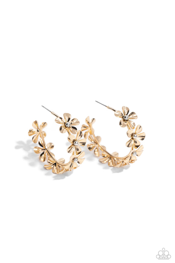 Paparazzi Earring PREORDER - Floral Flamenco - Gold Hoop