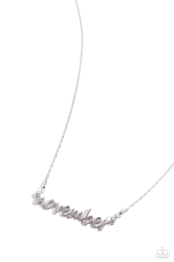 Paparazzi Necklace - Birth Month Bling - November - Silver