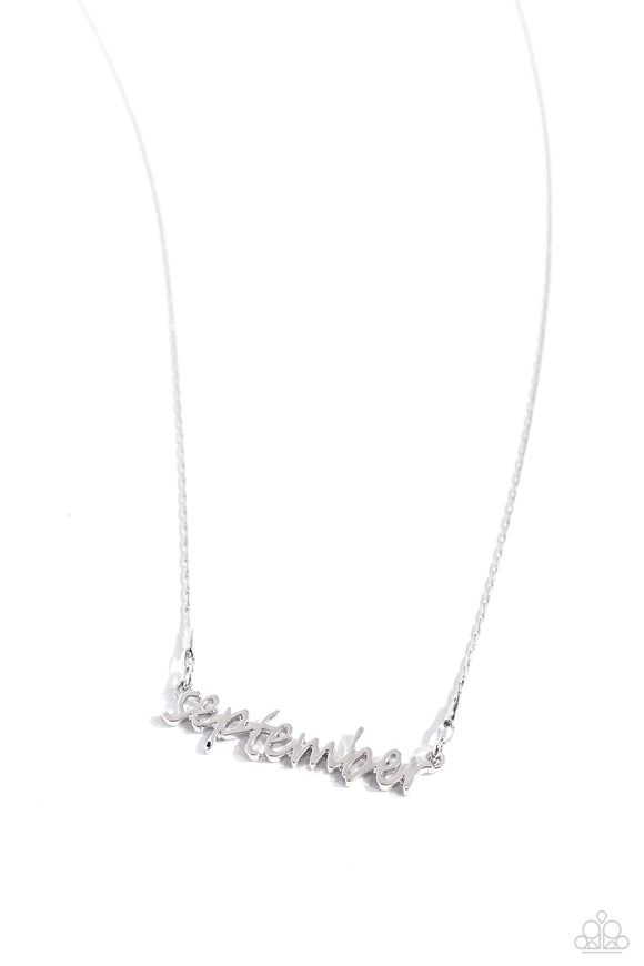 Paparazzi Necklace - Birth Month Bling - September - Silver