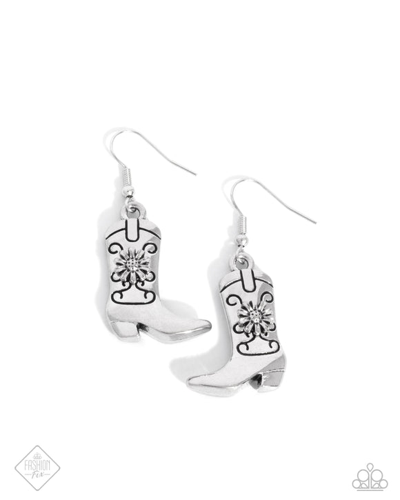 Paparazzi Earring PREORDER - Beloved Boots - Silver