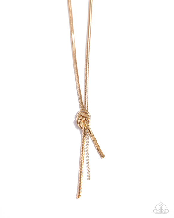 Paparazzi Necklace - Knotted Keeper - Gold