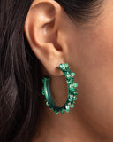 Paparazzi Earring - Fashionable Flower Crown - Green Hoops