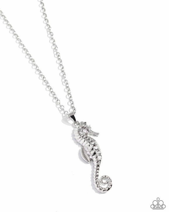 Paparazzi Necklace - Sparkling Seahorse - Silver