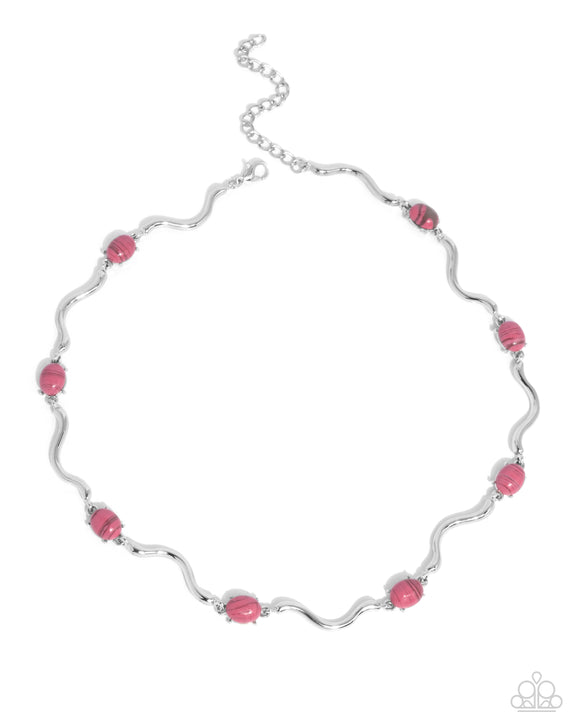 Paparazzi Necklace - Striped Season - Pink