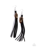 Paparazzi Earring PREORDER - Feathered Festivity - Black