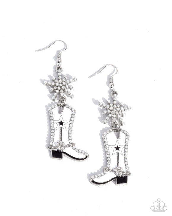 Paparazzi Earring PREORDER - Compelling Cowboy - White