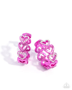 Paparazzi Earring - Historic Hearts - Pink