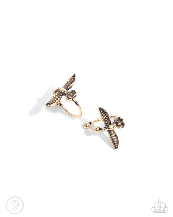 Paparazzi Earring PREORDER - Soaring Sparrow - Gold