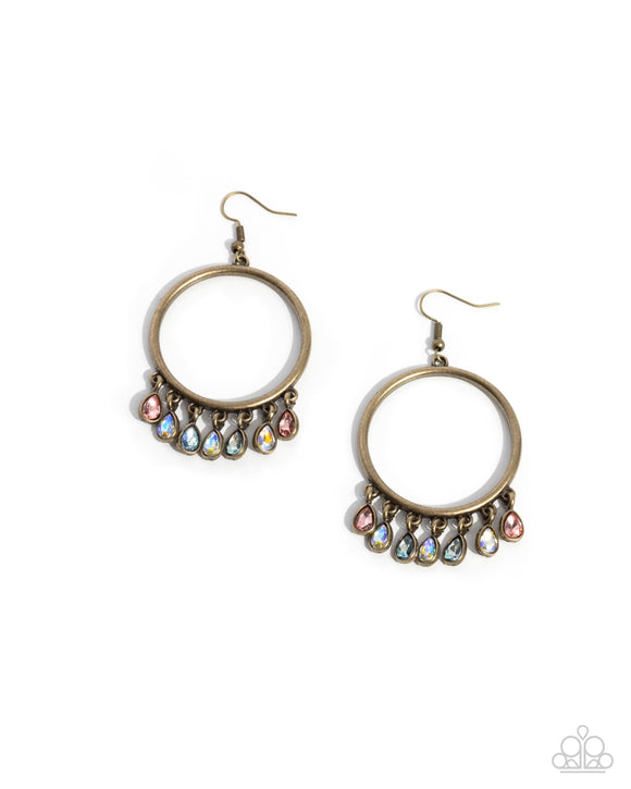 Paparazzi Earring - Hooped Hello - Brass
