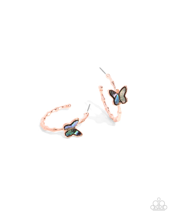 Paparazzi Earring - Butterfly Beginning - Copper