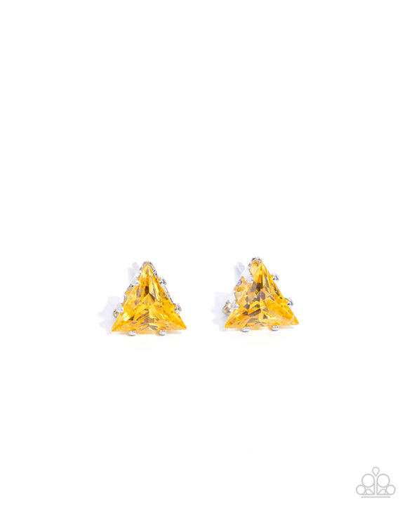 Paparazzi Earring PREORDER - Triangular Twinkle - Yellow