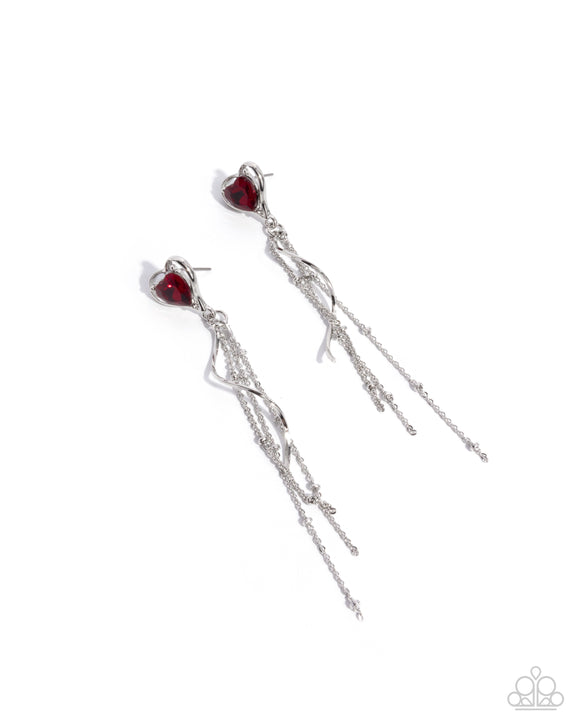 Paparazzi Earring PREORDER - Simply Smitten - Red