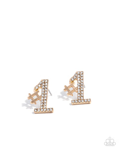 Paparazzi Earring PREORDER - Were Number One, Youre Number Two - Gold