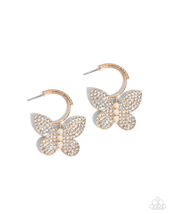 Paparazzi Earring - Butterfly Boundary - Gold