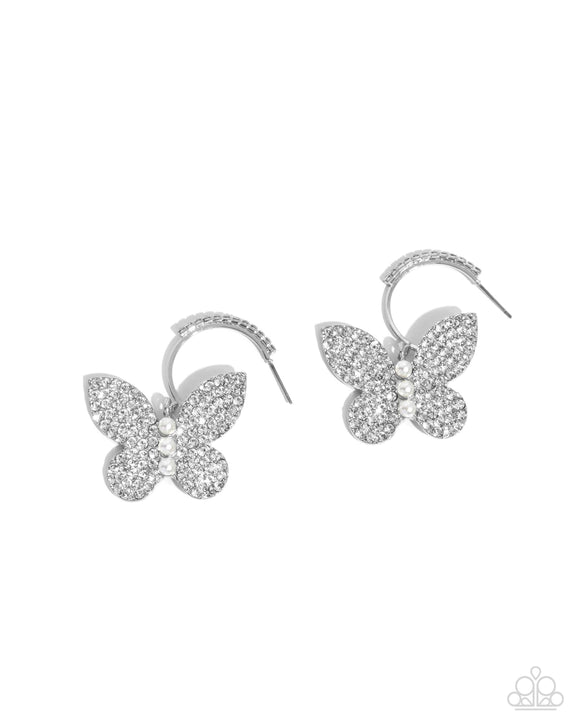 Paparazzi Earring - Butterfly Boundary - White