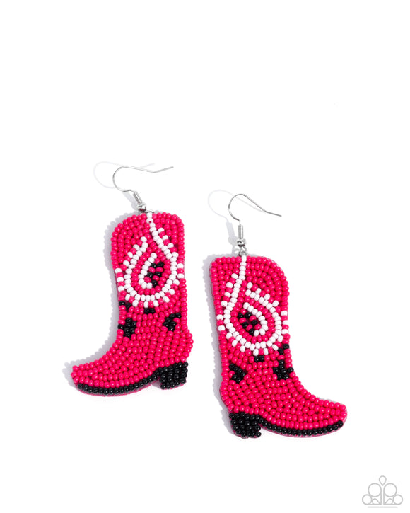 Paparazzi Earring - Western Webbing - Pink