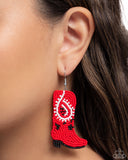 Paparazzi Earring - Western Webbing - Red