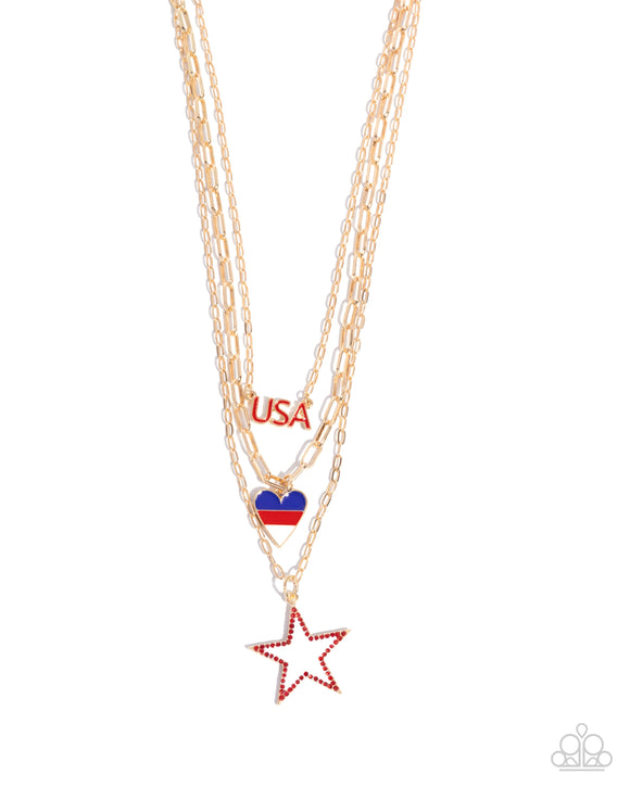 Paparazzi Necklace - Unforgettable USA - Gold