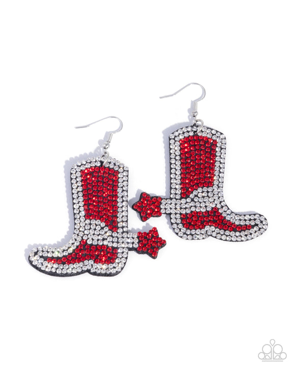 Paparazzi Earring - Benevolent Boot - Red