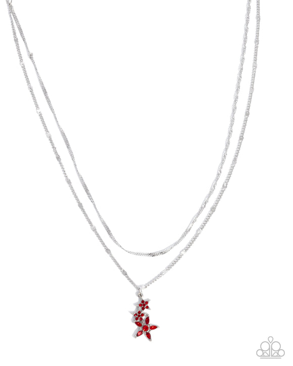 Paparazzi Necklace - Scintillating Stars - Red