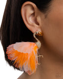 Paparazzi Earring - Feathered Flamingo - Orange