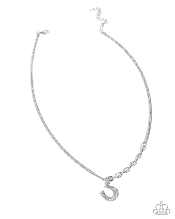 Paparazzi Necklace - Horseshoe Headline - White
