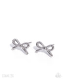 Paparazzi Earring - BOW The Line - Silver
