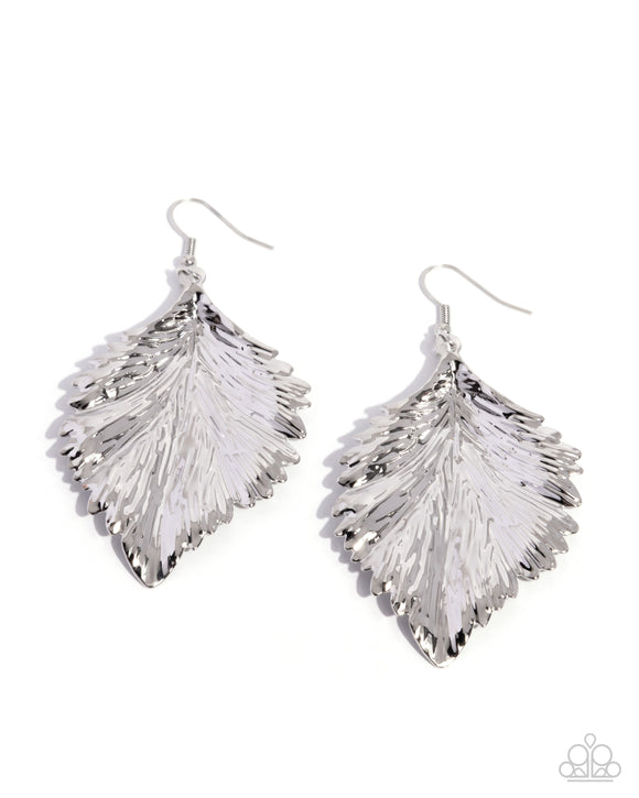 Paparazzi Earring - Feathered Flair - Silver