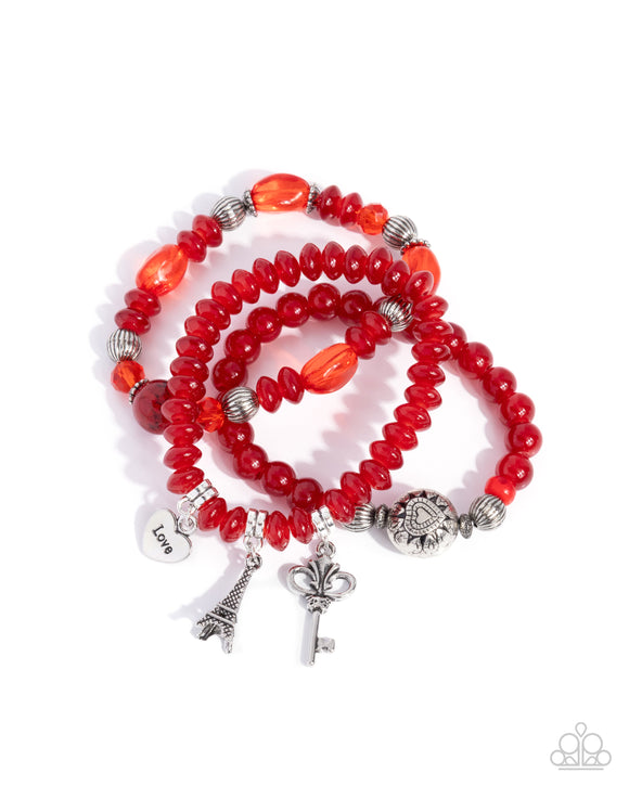 Paparazzi Bracelet - French Chic - Red