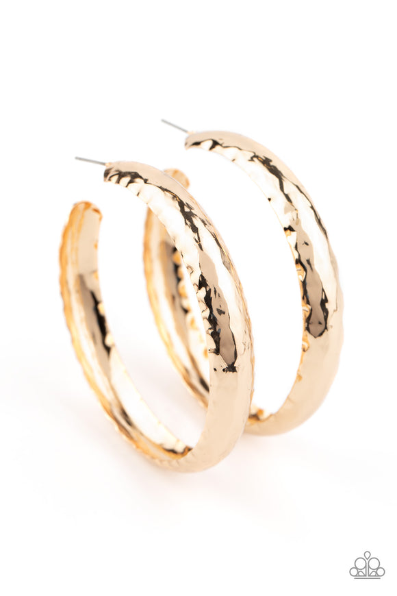 Paparazzi Earring - Check Out These Curves - Gold Hoops