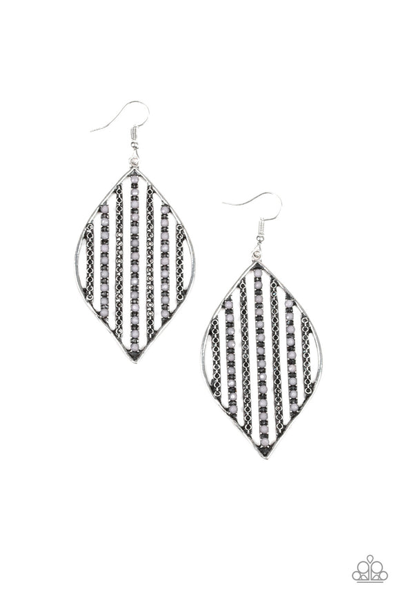 Paparazzi Earring - Leaf Motif - Silver