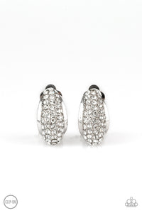 Paparazzi Earring - Revenue Avenue - White Clip-On