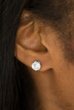 Paparazzi Earring - Just In Timeless - White Blockbuster