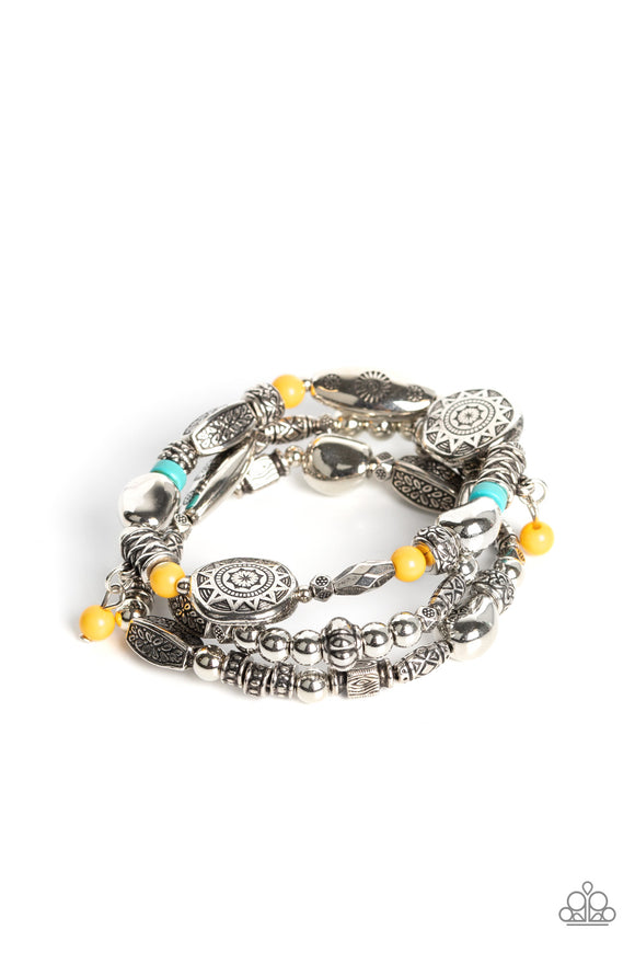 Paparazzi Bracelet - Western Quest - Yellow Summer Party Pack 2022