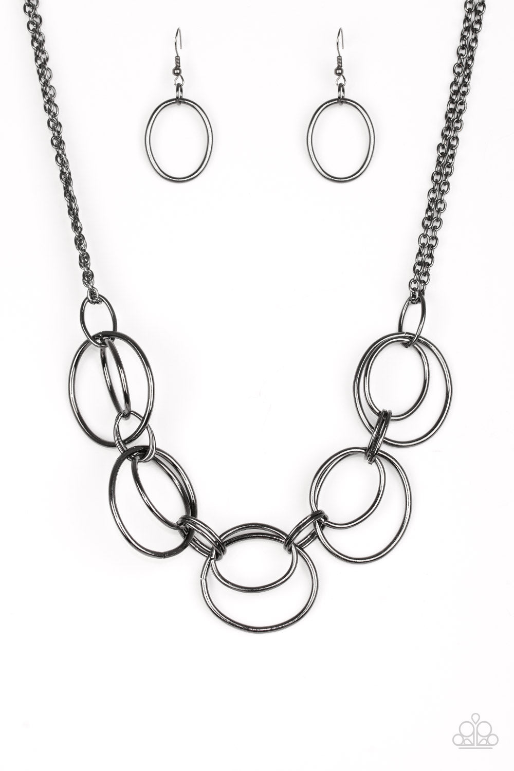 Jump Into The Ring- Black Gunmetal Hoop Necklace - Paparazzi Accessori -  Bling With Dawn
