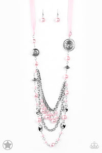 Paparazzi Necklace - All The Trimmings - Pink Blockbuster
