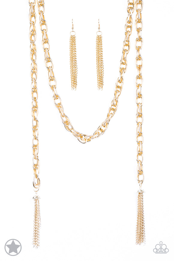 Paparazzi Necklace - Scarfed For Attention - Gold Blockbuster