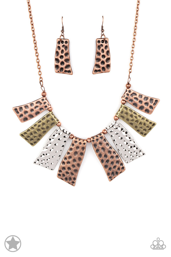 Paparazzi Necklace - A Fan Of The Tribe - Multi Blockbuster