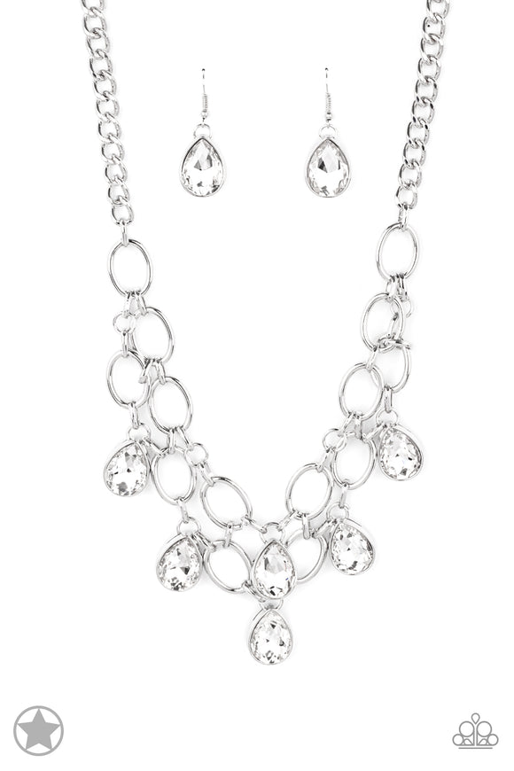 Paparazzi Necklace - Show-Stopping Shimmer - White Blockbuster