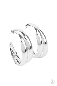Paparazzi Earring - Colossal Curves - Silver Hoop