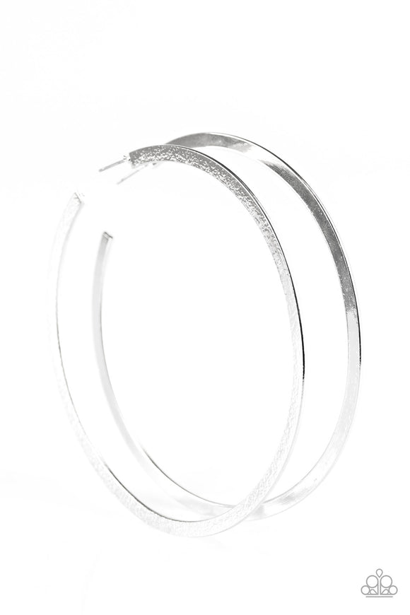 Paparazzi Earring - Size Them Up - Silver Hoop