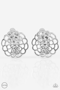 Paparazzi Earring - Carefree Carnation - Silver Clip-on