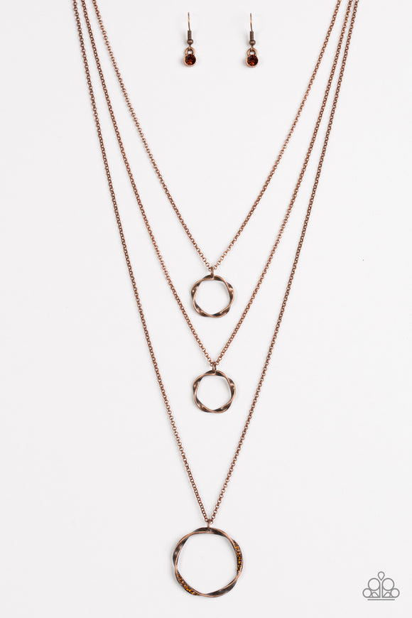 Paparazzi Necklace - Timelessly Twisted - Copper