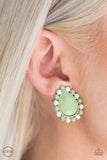 Paparazzi Earring - So Spring Season - Green Clip-On